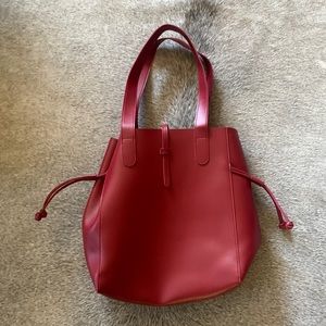 Beautiful dark red vegan leather tote